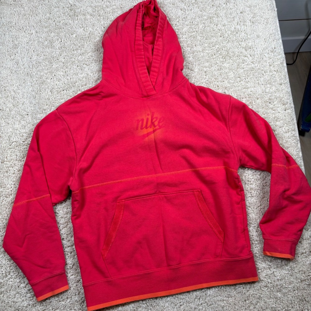 Nike French Terry Pullover Hoodie Womens Small Red Orange‎